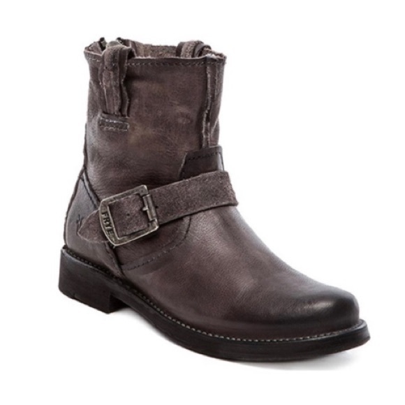 FRYE Boots VICKY ARTISAN Moto Combat Back Zip Gray Charcoal Size 7.5 - Picture 1 of 8